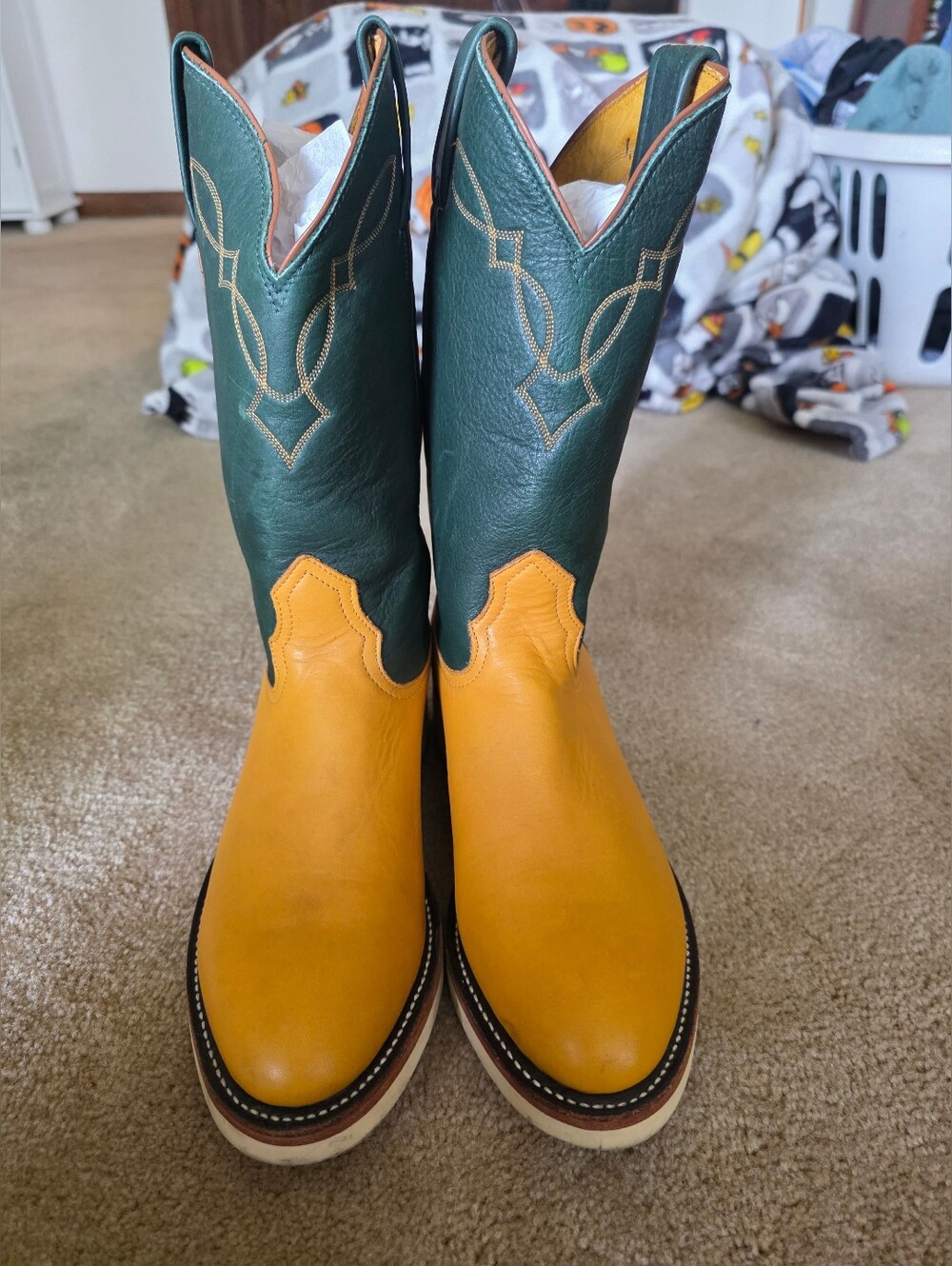 Nocona Boots | Yellow & Green | Leather | Size 8 | Guc - Picture 7 of 8